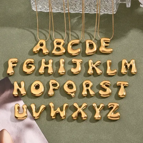 Wholesale Jewelry Casual Modern Style Simple Style Letter 304 Stainless Steel 18K Gold Plated Handmade Polishing Snake Chain Pendant Necklace