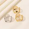 Ion Plating (IP) Real Gold Plated 18K Gold Geometric Sun Moon 304 Stainless Steel French Style Modern Style Waterproof Non Tarnish Open Rings
