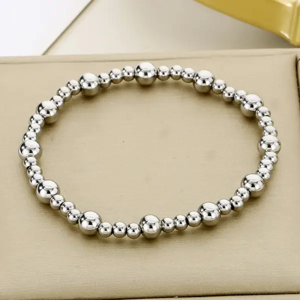 Wholesale PVD Coated 18K Gold Plated Round 304 Stainless Steel Simple Style Waterproof Non Tarnish 304 Stainless Steel Bracelets