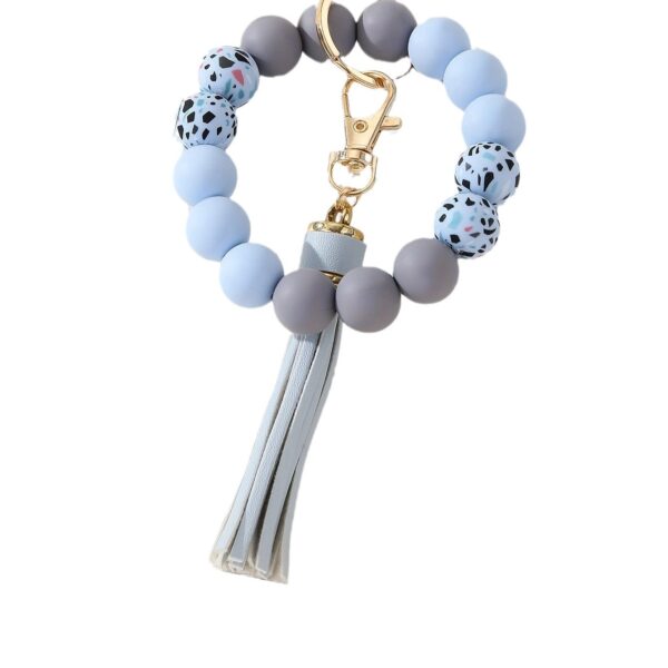 Wholesale Printed silicone bead bracelet keychain magic camouflage water turn silicone wrist bracelet key ring pendant