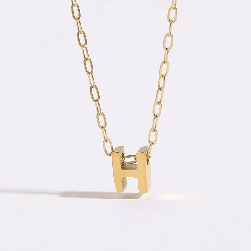 Wholesale PVD Coated Letter 304 Stainless Steel Casual Classic Style Streetwear Waterproof Non Tarnish 304 Stainless Steel Pendant Necklace