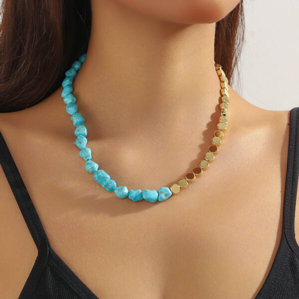 oly-94b8e6aebd2827d172f758de8760b912 Wholesale Natural stone pendant fashionable and versatile turquoise necklace