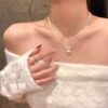 Wholesale Double-layer Brushed Love Necklace Female Niche Personality All-match High-end Clavicle Chain 2024 New Fashion Necklace
