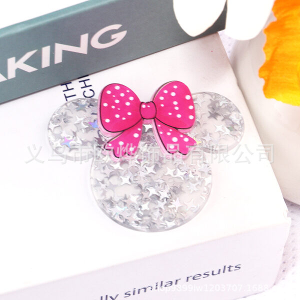 Wholesale New Loose Powder Cartoon Mickey Head Bow Bag Accessories Acrylic Pin Cute DIY Patch Accessories