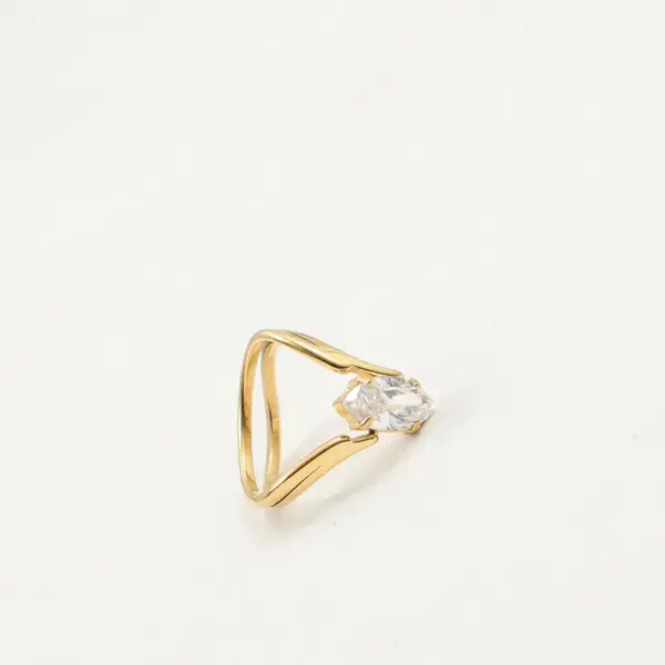 Eyes Zirconium Ring Titanium Steel Plated 18K Gold Convex Design Luxury Women's Jewelry Geometric Pattern Engraved Bracelet