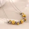 Wholesale 304 Stainless Steel Ball PVD Coated Stone-Free Real Gold Plated Vintage Style Classic Style Waterproof Non Tarnish Mixed Metal Plating Ball Chain Lobster Trigger Clasp Closure Double Layer Necklaces Necklace