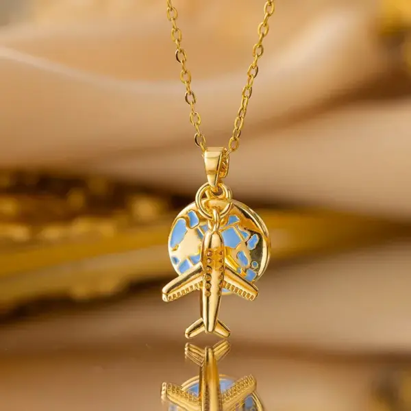 Wholesale 304 Stainless Steel Plastic Copper Earth Travel Ion Plating (IP) 18K Gold Plated Vintage Style Classic Style Cable Chain Pendant Necklace