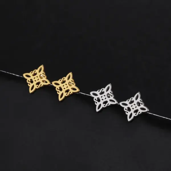 1 Pair Vintage Style Witch Knot Solid Color Plating Stainless Steel Ear Studs