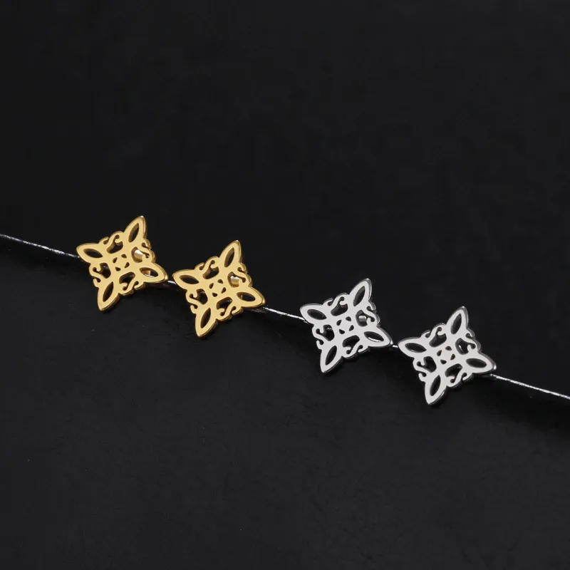 Wholesale 1 Pair Vintage Style Witch Knot Solid Color Plating Stainless Steel Ear Studs