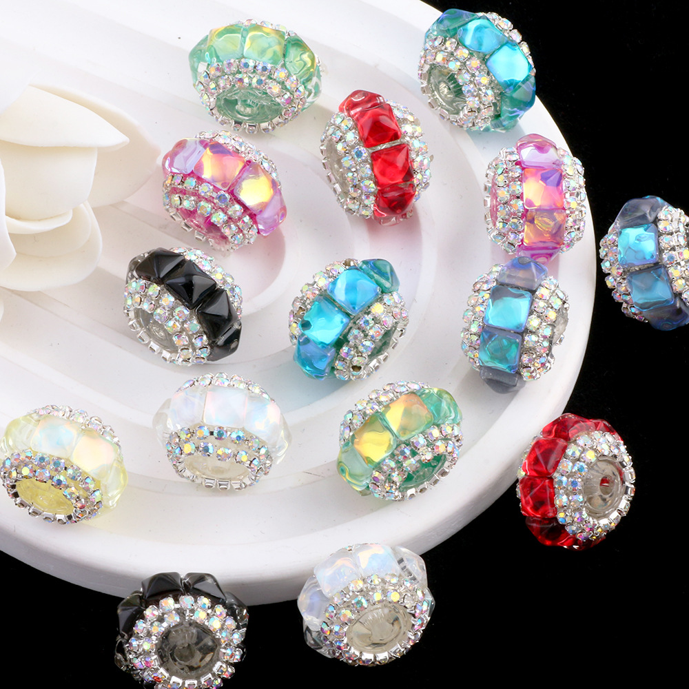 Wholesale Square cat's eye stone ill chain flat beads ill ball can wear straight hole beads DIY mobile phone chain key chain bag chain aessories