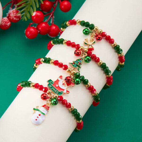 Wholesale Santa Claus Crystal Bell Beaded Bracelet