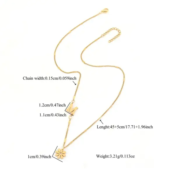 Wholesale PVD Coated Real Gold Plated Letter Daisy 201 Stainless Steel 304 Elegant Simple Style Classic Waterproof Non Tarnish Pendant Necklace