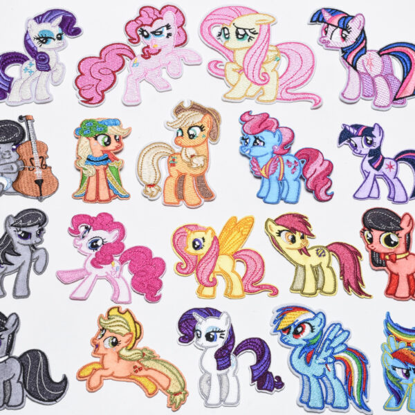 Wholesale Cartoon Embroidered Rainbow Cute Pony Series Fabric Applique
