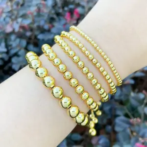 Wholesale Simple Style Solid Color Copper Plating 18k Gold Plated Bracelets