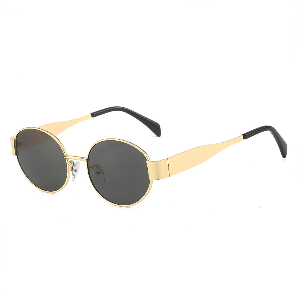 Wholesale 2024 Cross-Border New Oval Sunglasses Amazon Hot Lenses Small Round Metal Fashion Sunglasses for Men and Women
