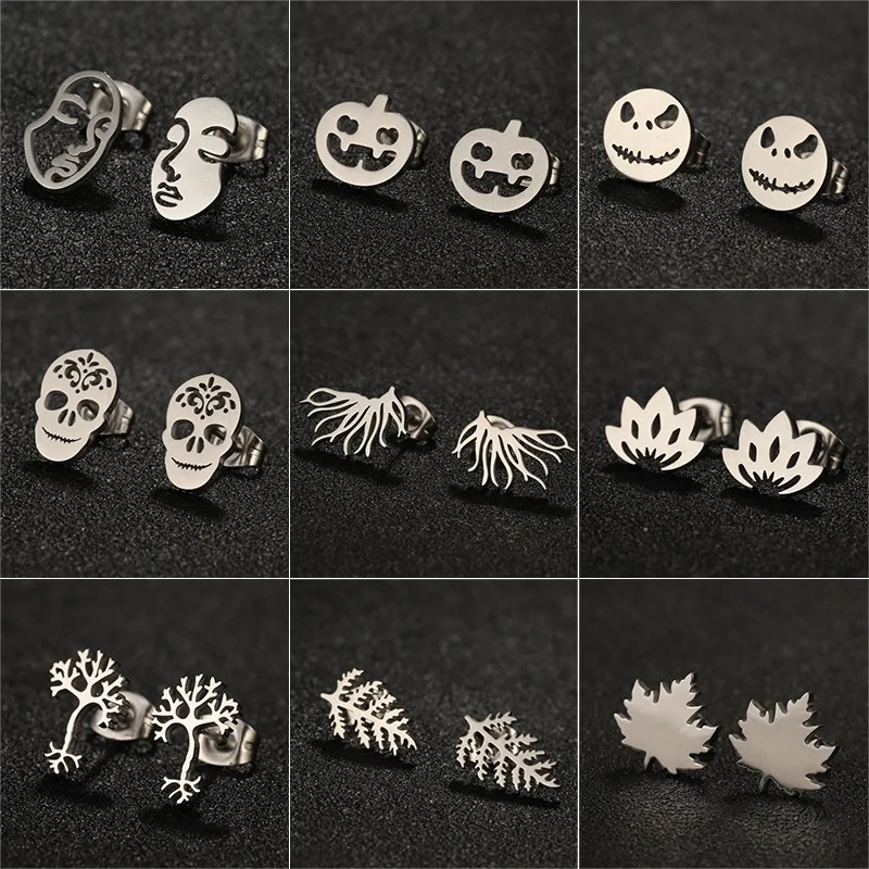 Wholesale PVD Coated Real Gold Plated Leaf Heart Shape Stainless Steel Waterproof Non Tarnish Ear Studs