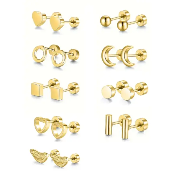 Wholesale 1 Pair Simple Style Moon Heart Shape Plating 304 Stainless Steel 18K Gold Plated Ear Studs