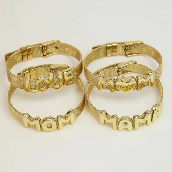 Wholesale Jewelry Vintage Style Classic Style Letter 304 Stainless Steel Brass Plating Bracelets Mesh Strap