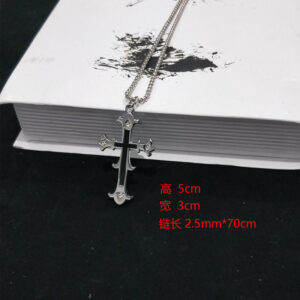 XL0283 diamond black thread cross necklace