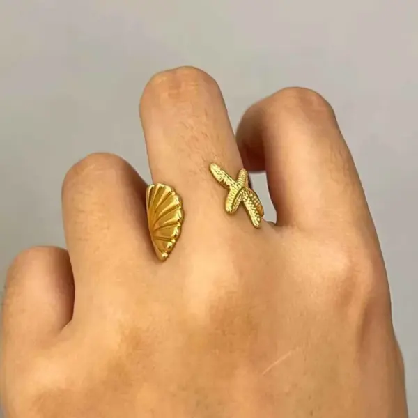 Wholesale 304 Stainless Steel 316 Stainless Steel Geometric PVD Coated Stone-Free Real Gold Plated Lady Romantic Waterproof Non Tarnish Rings