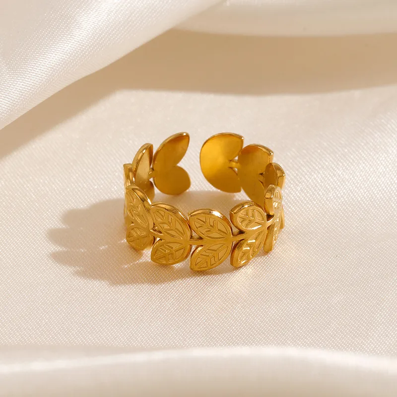 Wholesale PVD Coated 18K Gold Plated Geometric 304 Stainless Steel Classic Style Waterproof Non Tarnish Open Ring