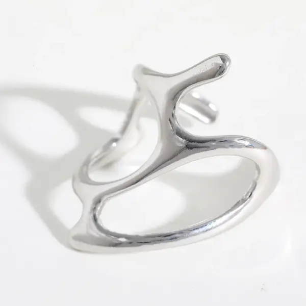 Wholesale Simple Geometric Open Ring Stainless Steel 18K Gold Plated Adjustable Size Casual Elegant Sexy Minimalist Style For Women