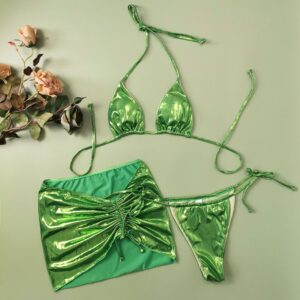 230914 green glossy three-piece set / L