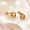 304 Stainless Steel Glass Water oplets Ion Plating (IP) Artificial Rhinestones 18K Gold Plated Vintage Style French Style Classic Style Waterproof Non Tarnish Inlay Multicolor-Golden Yellow Ear Studs