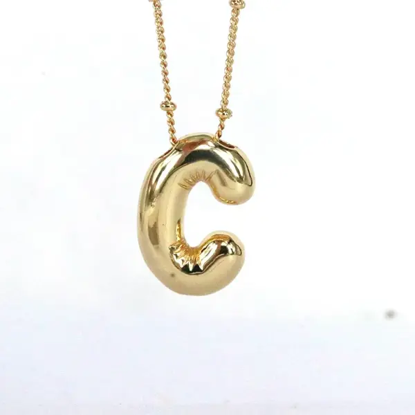 Wholesale Simple Style Classic Style Letter Copper 18k Gold Plated Pendant Necklace In Bulk
