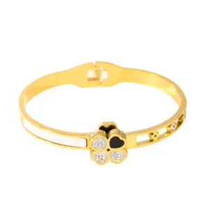 37DQ-W-736 Heart-shaped Four-leaf Clover Bracelet / 18k