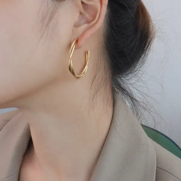 PVD Coated Real Gold Plated 18K Gold Geometric 304 Stainless Steel Simple Style Waterproof Non Tarnish Earrings