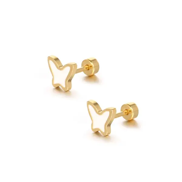 Wholesale 1 Piece Sweet Butterfly Plating 304 Stainless Steel Ear Studs