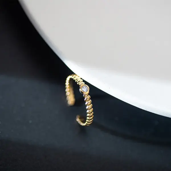 Wholesale PVD Coated 14K Gold Real Gold Plated Solid Color 304 Stainless Steel Fashion Waterproof Non Tarnish Open Ring