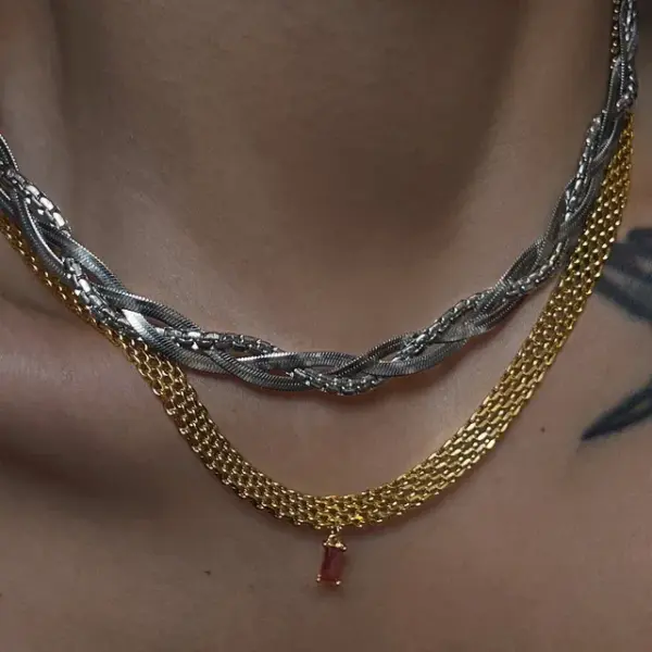 PVD Coated 18K Gold Plated Solid Color Steel Hip-Hop Queen Waterproof Non Tarnish 304 Stainless Steel Necklace