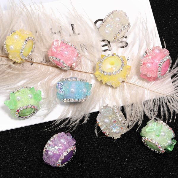 oly-953e468b45e0a04fa80f075ca6d82ccf Wholesale Luminous Heavy Industry Rose Butterfly Sugar Beads Rhinestone Chain Drill Ball DIY Beaded Pen Mobile Phone Chain Bead Accessories