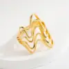 PVD Coated Real Gold Plated 14K Gold Hand Heart Shape Wings 304 Stainless Steel Retro Roman Style Waterproof Non Tarnish Open Rings