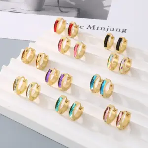 Wholesale Ion Plating (IP) 18K Gold Plated Geometric 304 Stainless Steel Vintage Style Waterproof Non Tarnish Earrings