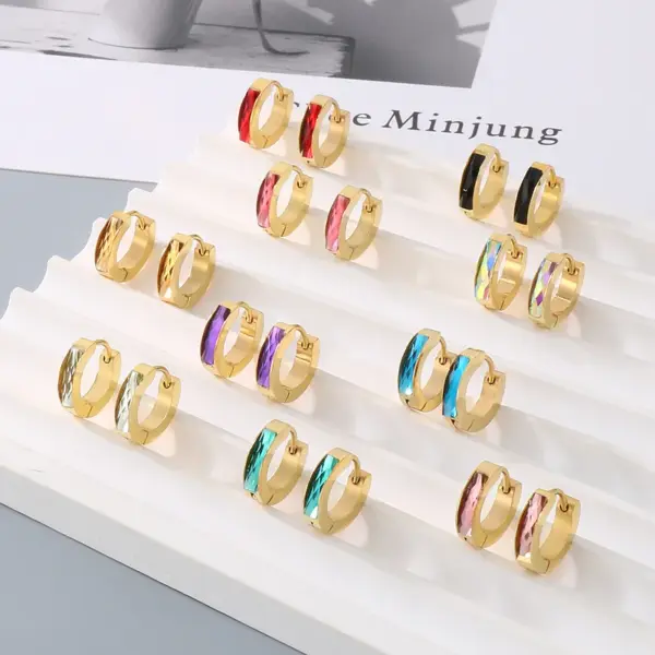 Wholesale Ion Plating (IP) 18K Gold Plated Geometric 304 Stainless Steel Vintage Style Waterproof Non Tarnish Earrings