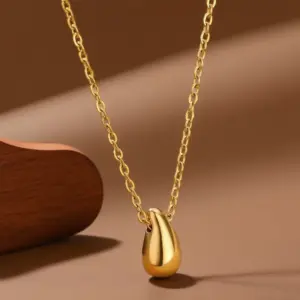 X0462-Water Drop-Necklace- Gold
