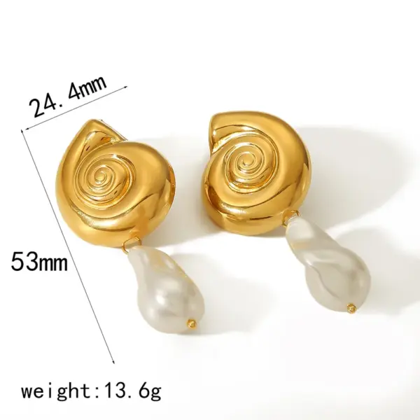 Wholesale PVD Coated Real Gold Plated 18K Gold Spiral 304 Stainless Steel IG Style Casual Waterproof Non Tarnish Ear Studs