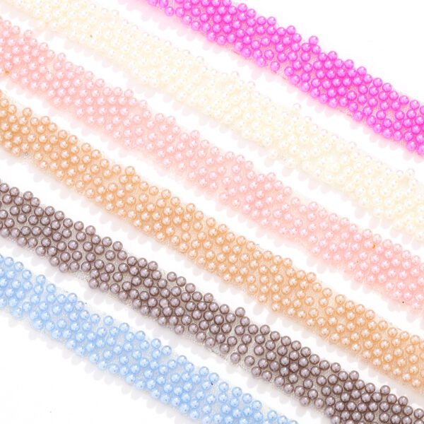Wholesale Colorful round pearl double-sided hot melt back width 1.5cm adhesive tape
