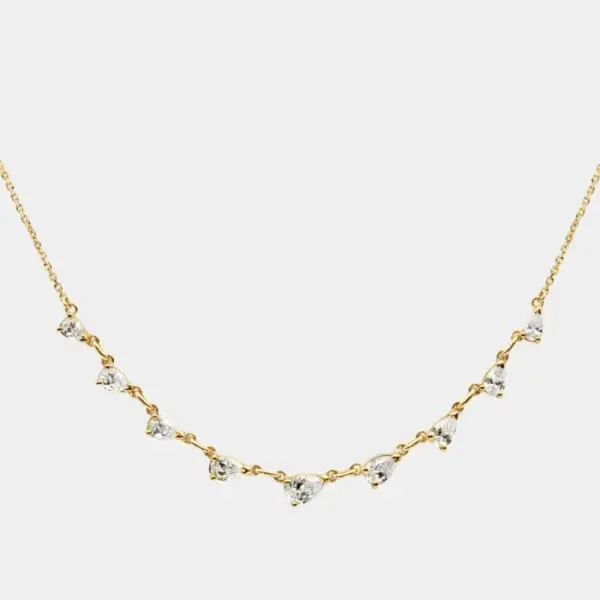 Wholesale Elegant Romantic Water Droplets Horse Eye Copper Plating Inlay Zircon 18k Gold Plated Pendant Necklace