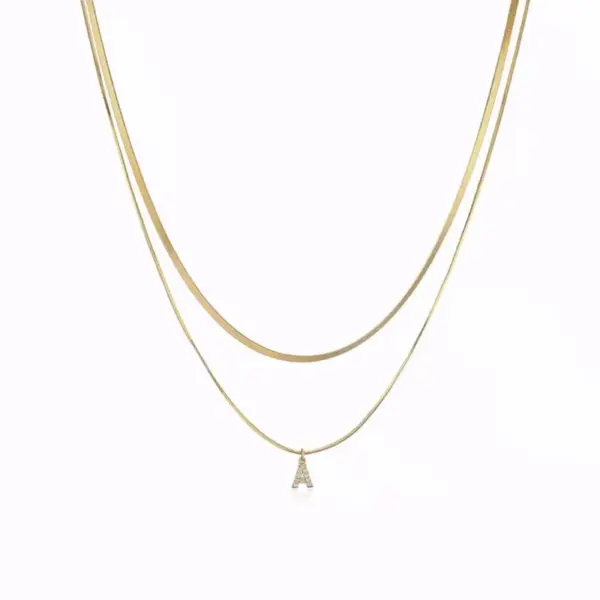 Wholesale Water Plating Vacuum Plating 18K Gold Plated Letter Titanium Steel Brass Fashion 304 Stainless Steel Layered Necklaces