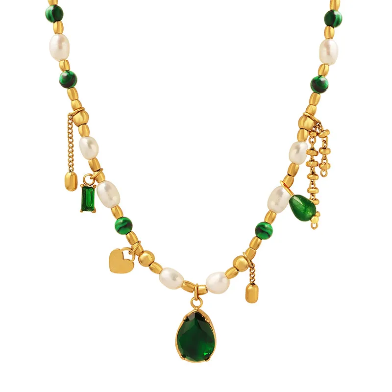 Wholesale PVD Coated Real Gold Plated 18K Gold Water Droplets 304 Stainless Steel Fashion Waterproof Non Tarnish 304 Stainless Steel Pendant Necklace
