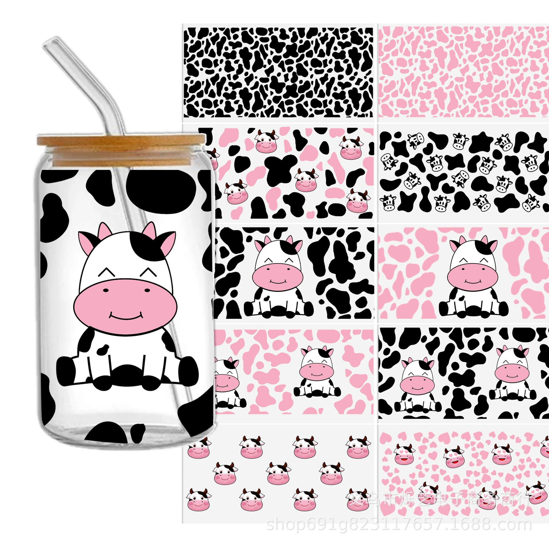 Wholesale Cow series 16oz C UV DTF Wraps