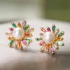 Wholesale 1 Pair Fashion Heart Shape Bird Inlay Copper Zircon 18k Gold Plated Ear Studs