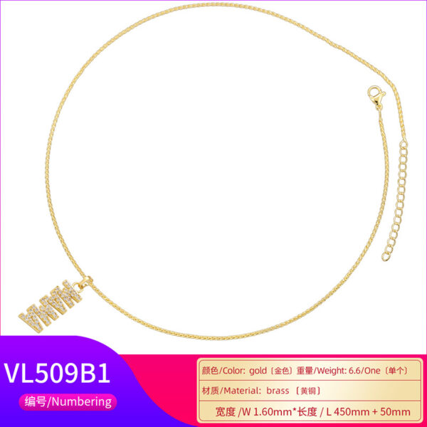Wholesale European and American copper inlaid with zirconium English letter MAMA pendant necklace mother mother's day gift cross-border wholesale VL509