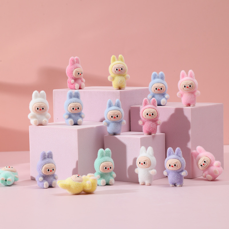 Wholesale Mini Flocked Cartoon Doll Bag Pendant Trendy Cute Ornament Keychain DIY Jewelry Aessories