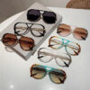 oly-9564951ce459db129000c7f994a5e078 Wholesale Cross-border New Retro Fashion High-end Round Face Slimming Sunglasses Leopard Frame Double Beam Design Flat Mirror
