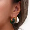Wholesale PVD Coated Real Gold Plated 18K Gold Geometric 304 Stainless Steel Fashion Waterproof Non Tarnish Earrings